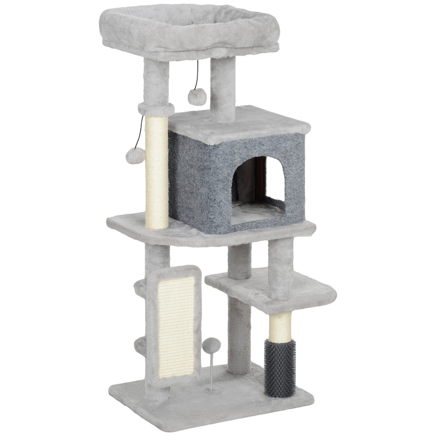 Pawhut Árbol Rascador Para Gatos Altura 104 Cm Con Almohadilla Para Rascar Gris_0