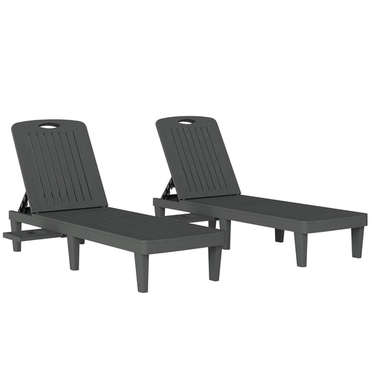 Conjunto De Tumbonas Outsunny Pp Gris 192x57x28.5 Cm_0