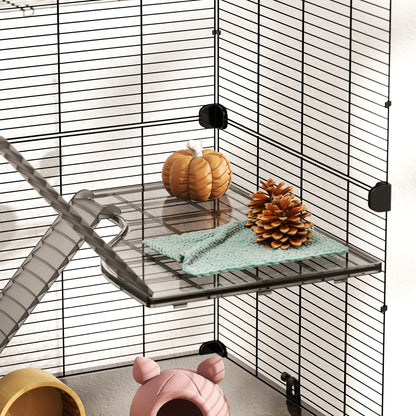 Pawhut Jaula Para Hurones De 4 Niveles Con Bandeja Inferior 73x47x80 Cm Negro_4