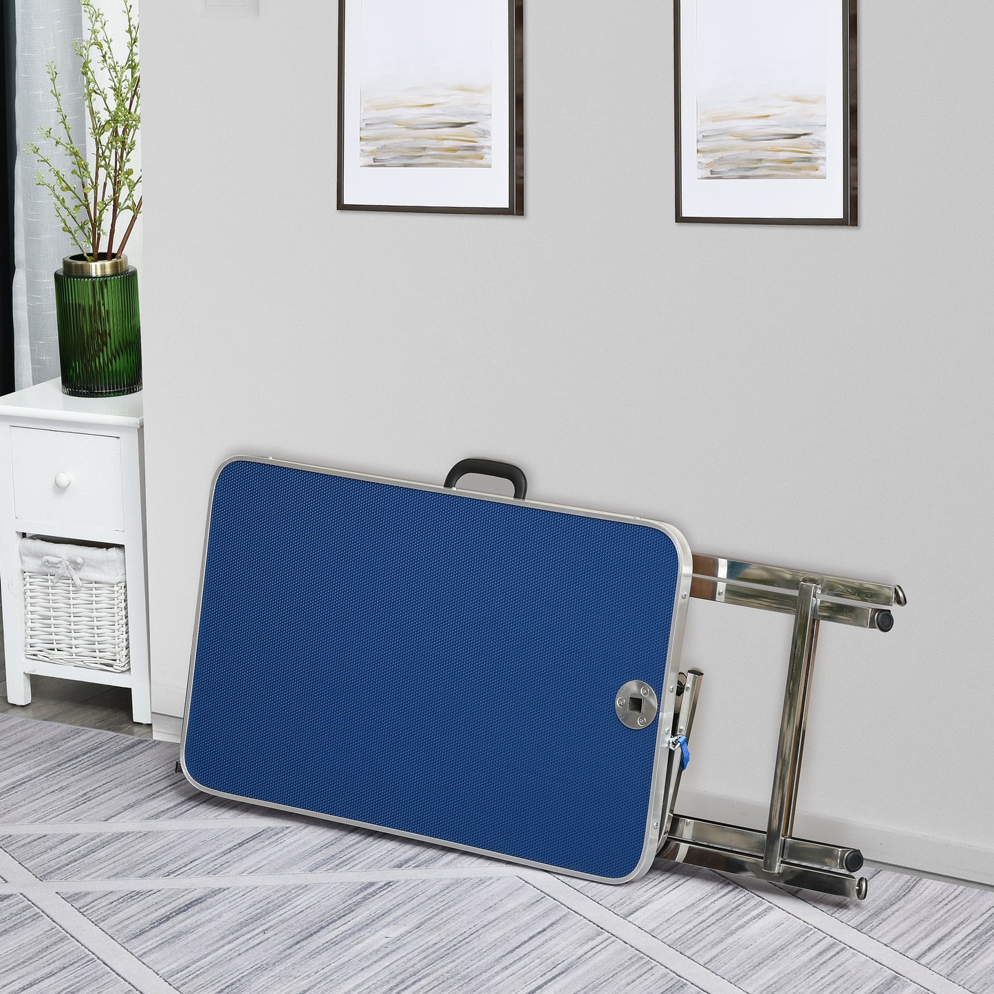 Pawhut Mesa De Peluquería Para Mascotas Con Patas Plegable 72x45x74-81 Cm Azul_3