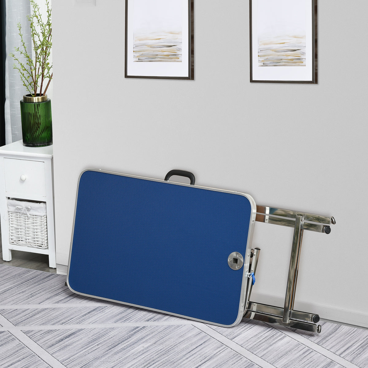 Pawhut Mesa De Peluquería Para Mascotas Con Patas Plegable 72x45x74-81 Cm Azul_3