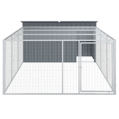 Caseta Para Perro Con Corral Antracita 197x396x110 Cm Acero Galvanizado_4