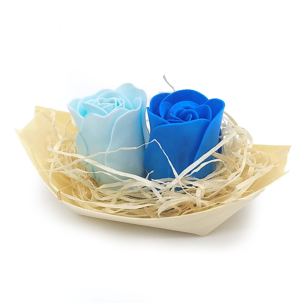 Barca Con Flores Para Regalo Invitados (azul) - Rosas De Jabón Para Baño Aromático. Detalle Original Para Eventos_1
