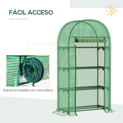 Outsunny Invernadero De Jardín Con 4 Estantes Y Puerta Enrollable 80x49x160 Cm_5