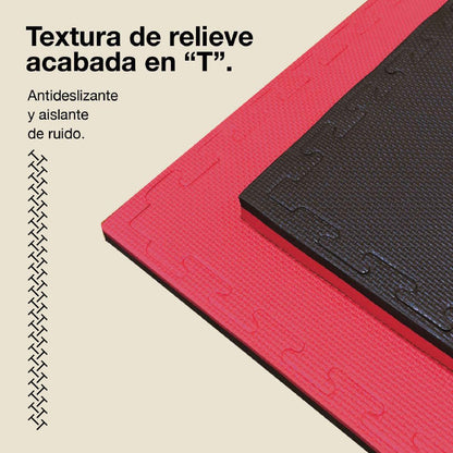 Jowy Tatami Puzzle 2,5cm 100x100cm, Pack 4 Unidades – Superficie T Azul/rojo_3