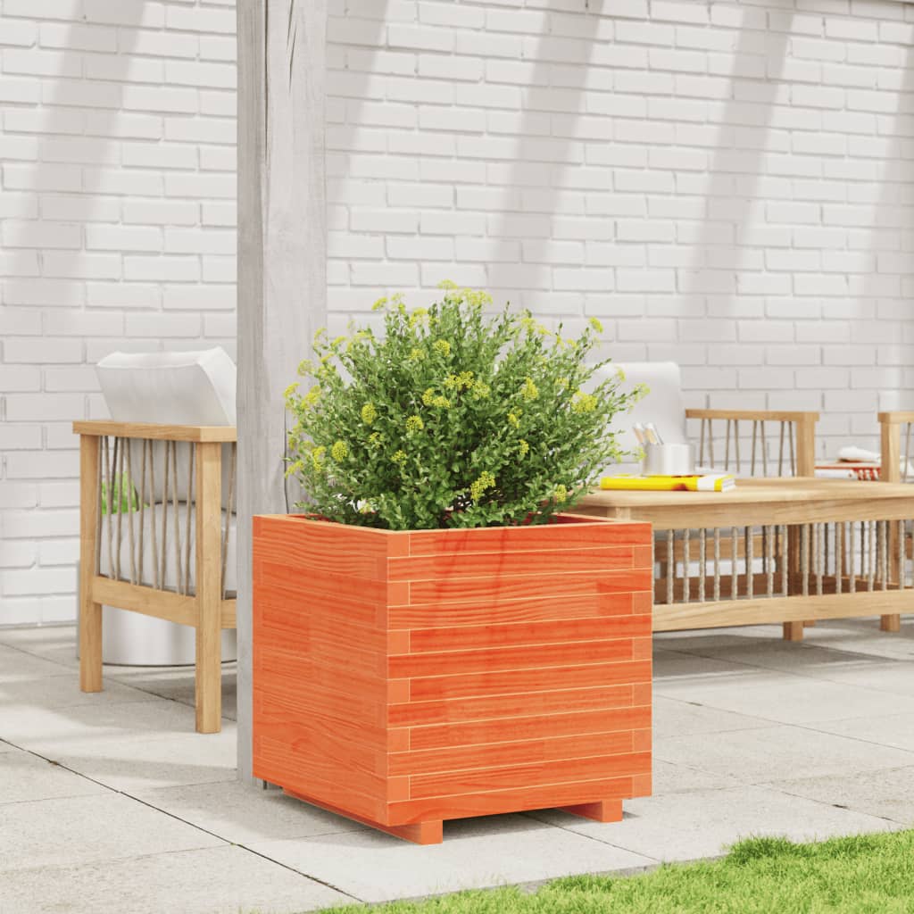 Jardinera Madera Maciza De Pino Marrón Cera 50x50x49,5 Cm_2
