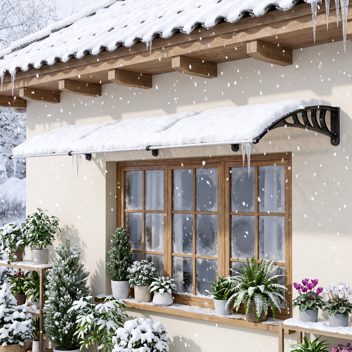Outsunny Tejadillo De Protección 303x96 Cm Marquesina Exterior Para Puertas_4