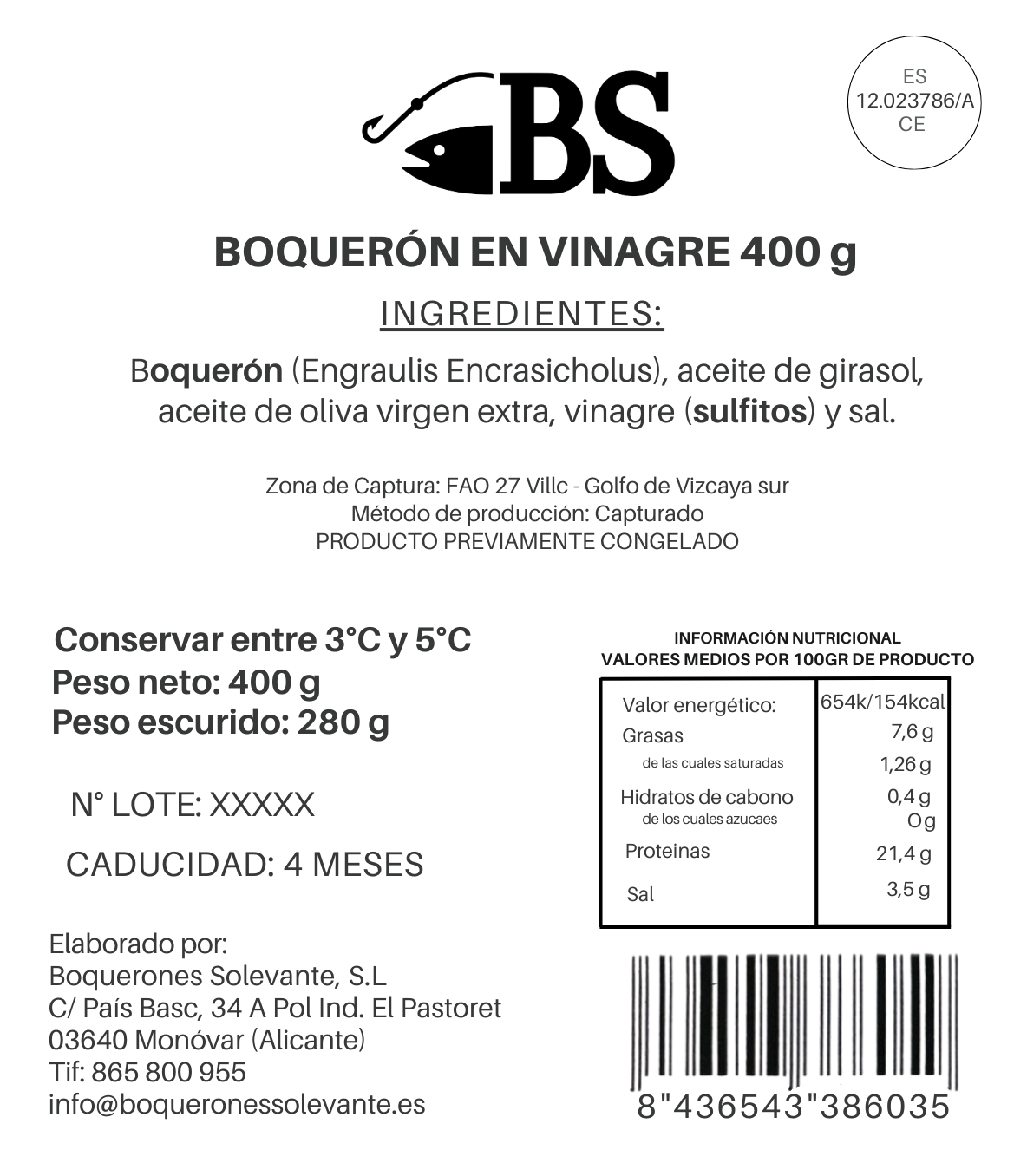Boquerón En Vinagre Del Mar Cantábrico 400g_1