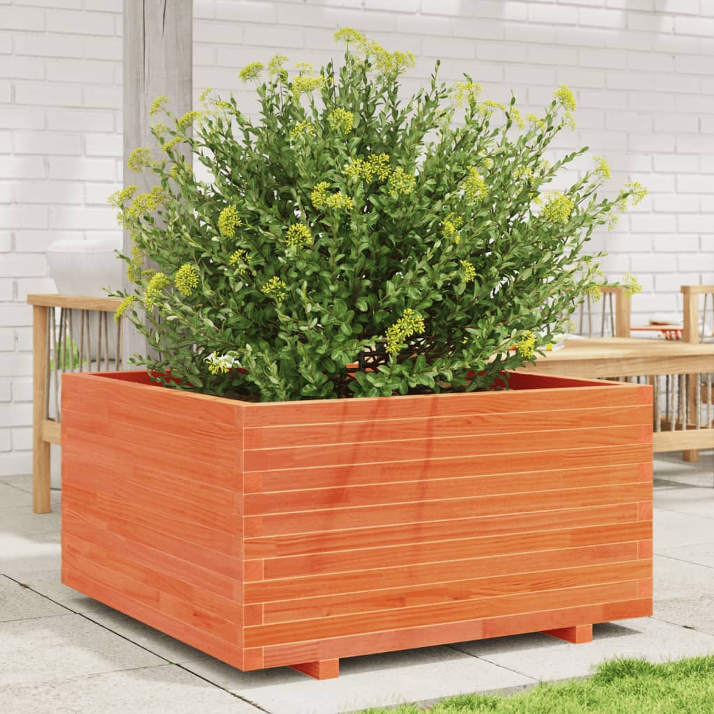 Jardinera Madera Maciza De Pino Marrón Cera 90x90x49,5 Cm_1