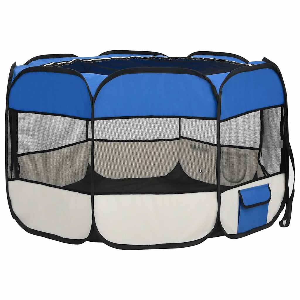 Parque De Perros Plegable Y Bolsa Transporte Azul 110x110x58cm_3