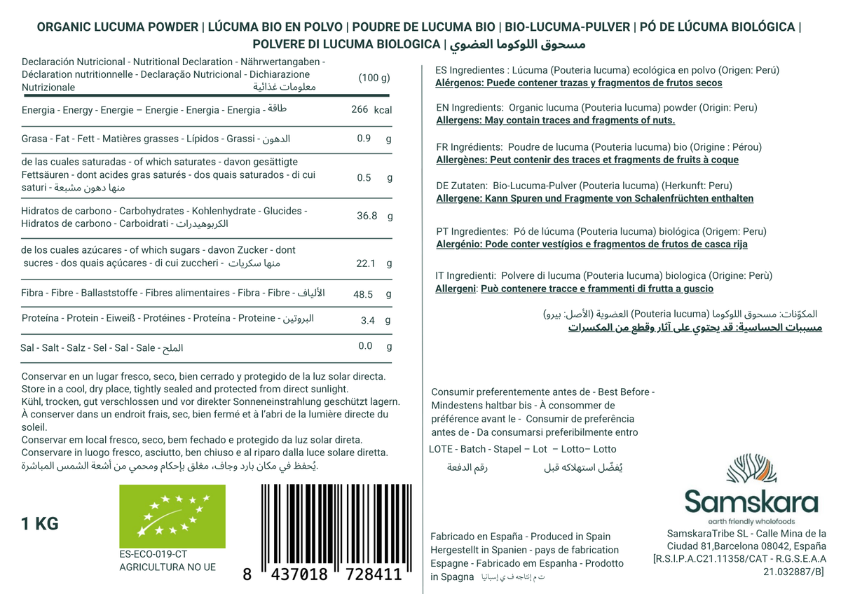 Lúcuma En Polvo Bio - 1kg | Superalimento Ecológico Vegano Para Batidos, Smoothies Y Zumos - caducidad 02/2027_1