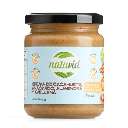 Crema Mix Frutos Secos BIO Natuvid | 250g | Vegana, Sin Gluten y Sin Lactosa | 100% Natural y Sin Azúcares Añadidos_0
