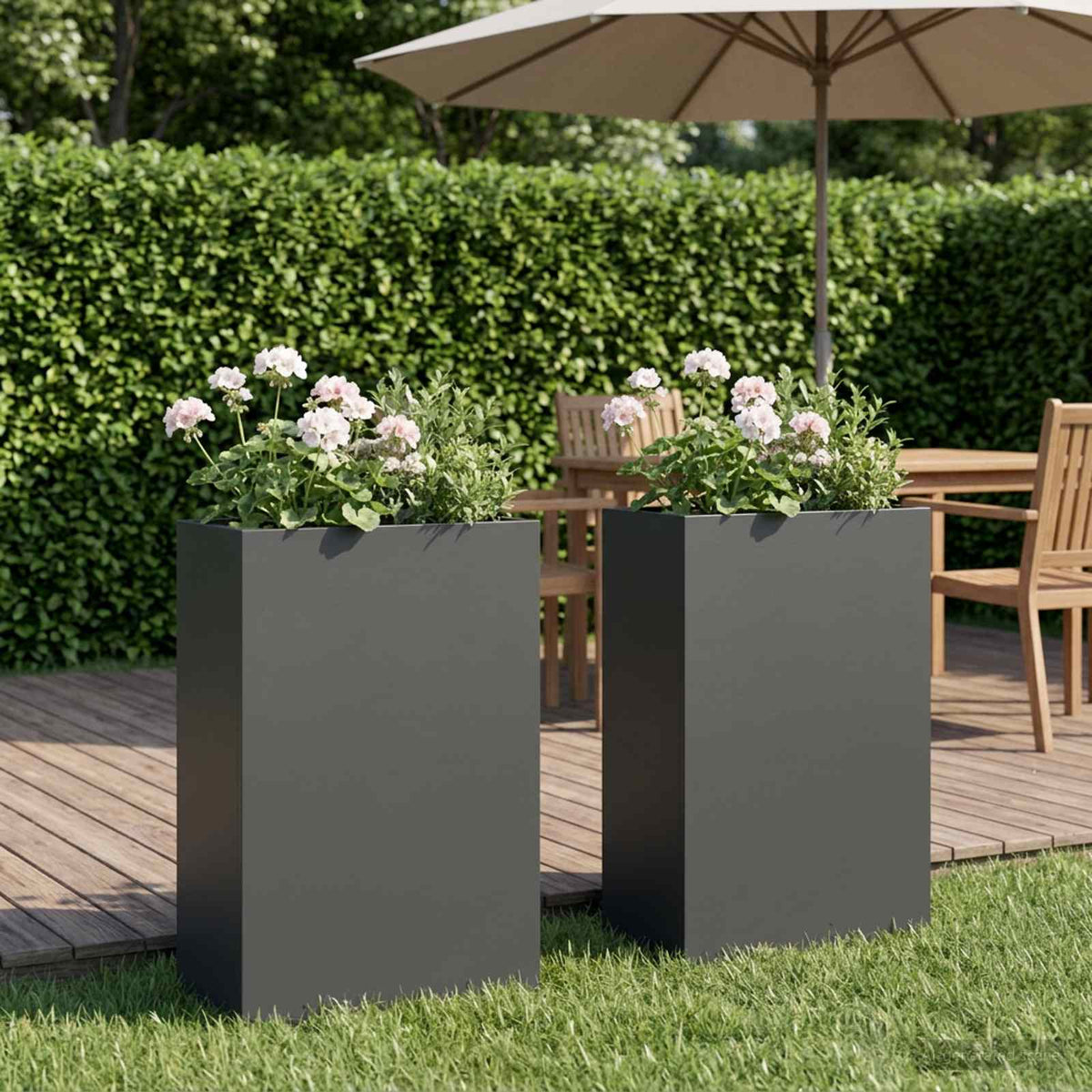 Macetero De Jardín 2 Uds. Gris Antracita 40 X 20 X 75 Cm_1
