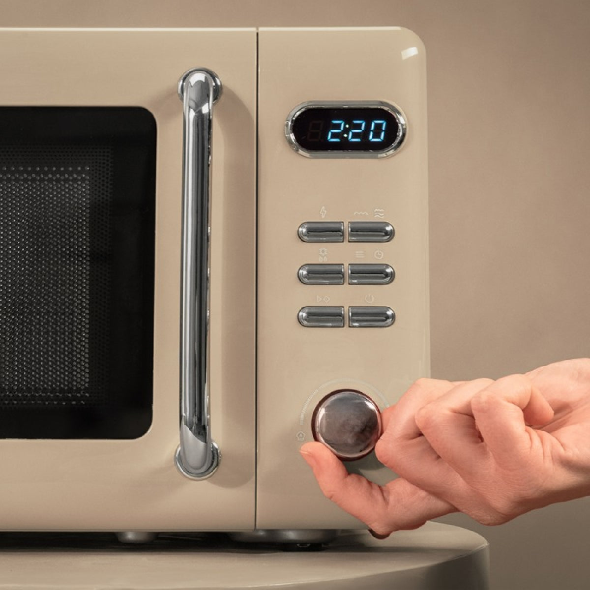 Microondas Digital Con Grill De 20 L Proclean 5110 Retro Beige. 700 W En 5 Niveles, Temporizador Hasta 60 Mins, 8 Programas Y Modo Descongelación, D_1