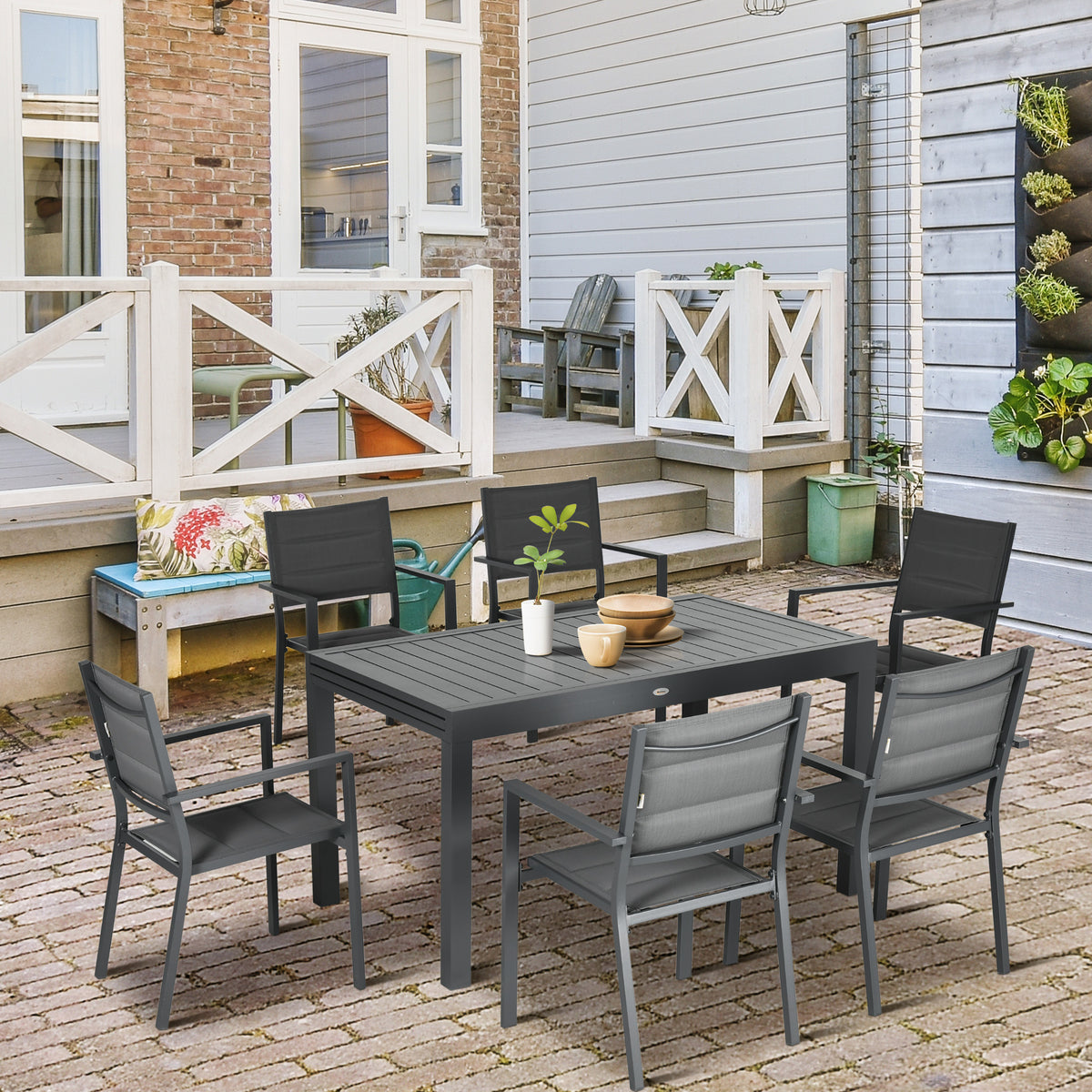 Conjunto Muebles De Jardín 9 Piezas Outsunny 270x90x75 Cm Gris_1