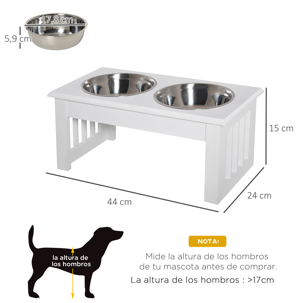 Pawhut Comedero Elevado Para Perros Con 2 Cuencos Extraíbles Y Soporte Acero_2