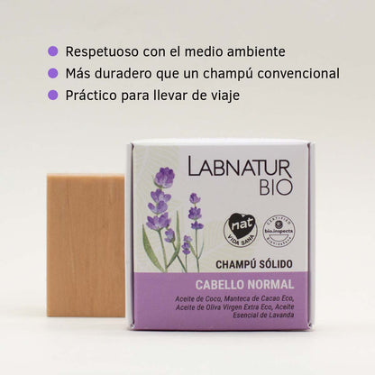 Champú Sólido para Cabello Normal Labnatur 75 g | Coco y Lavanda | Hidratación, Suavidad y Brillo | Vegano_1