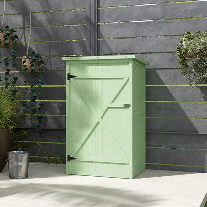 Outsunny Caseta De Jardín De Madera 75x56x115 Cm Con 3 Estantes Puerta Pestillo_4