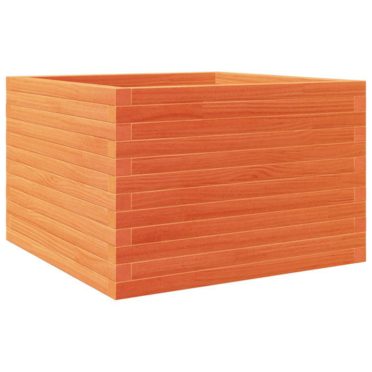 Jardinera De Madera Maciza De Pino Marrón Cera 70x70x46 Cm_0