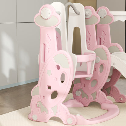 Aiyaplay Tobogán Infantil 4 En 1 Con Columpio Y Tobogán Para Interior Rosa_3