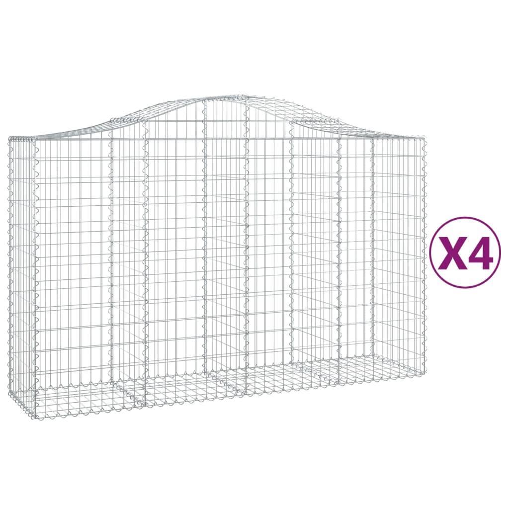 Cestas De Gaviones 4 Uds Forma De Arco Hierro 200x50x120/140 Cm_0