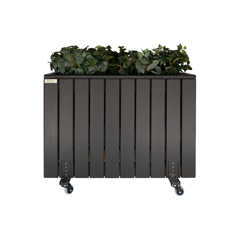Jardinera Alta De Madera Con Ruedas 100 X 34 X 80 Cm Ebony Black Hortalia_1