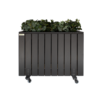 Jardinera Alta De Madera Con Ruedas 100 X 34 X 80 Cm Ebony Black Hortalia_1