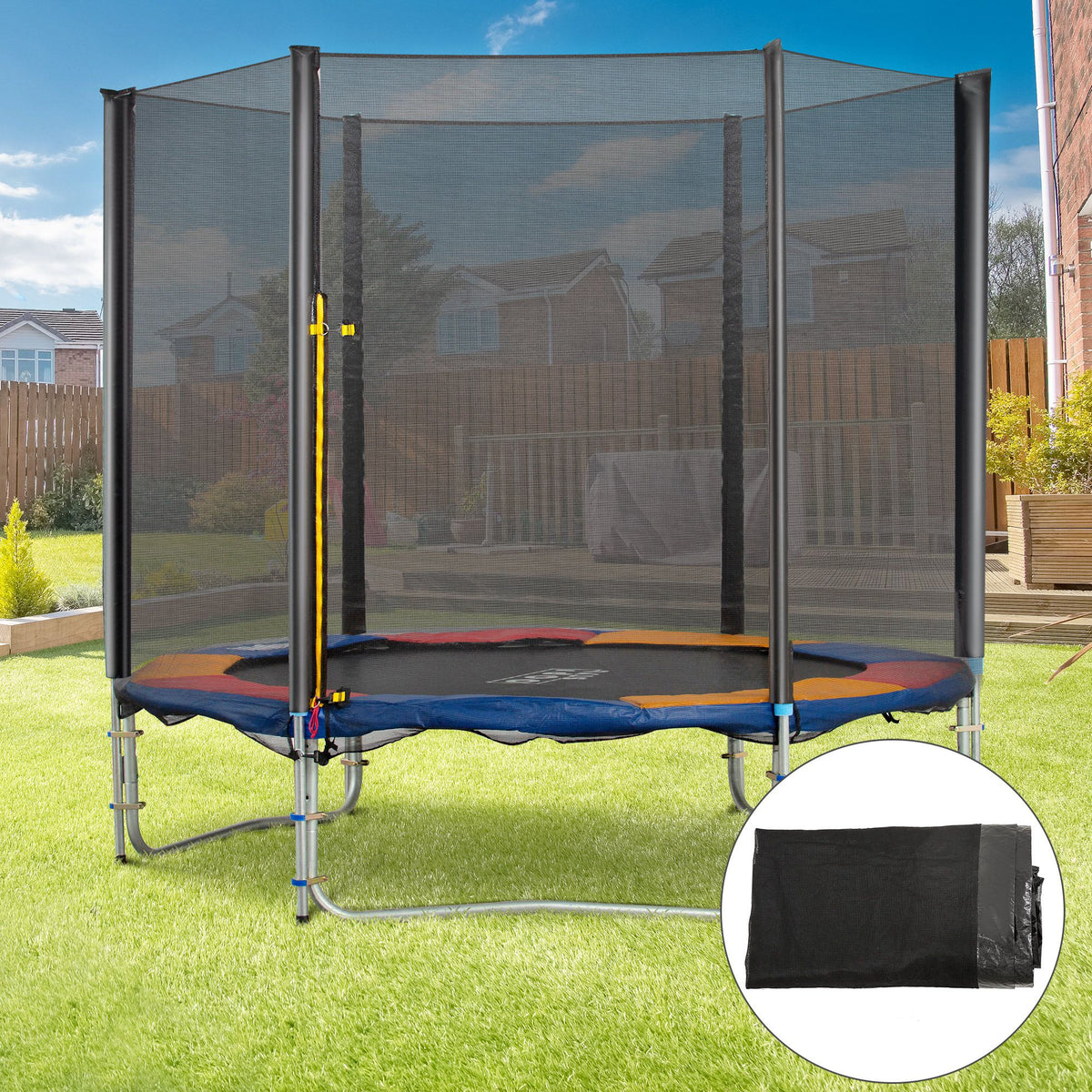 Homcom Red De Seguridad De Reemplazo Para Trampolín Redondo Ø305 Cm Negro_1