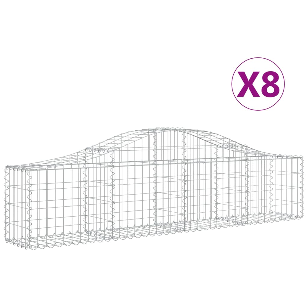 Cestas De Gaviones 8 Uds Forma De Arco Hierro 200x30x40/60 Cm_0