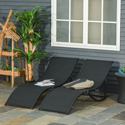 Outsunny 2 Tumbonas Plegables Forma De S Aluminio Texteline Para Terraza Negro_1