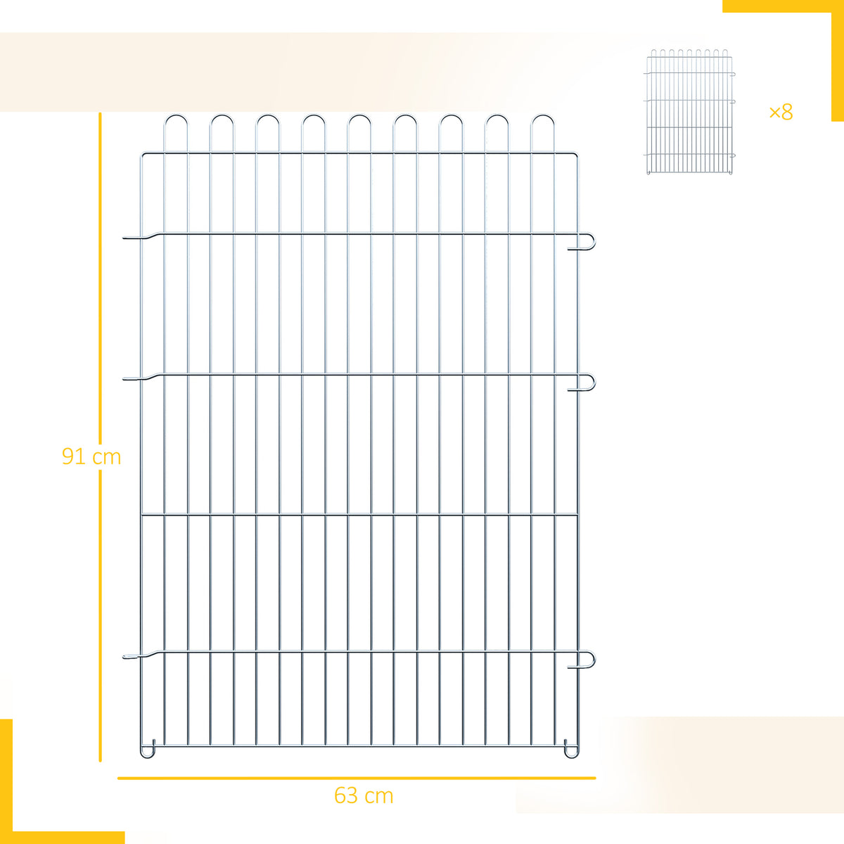 Pawhut Parque Para Perros De 8 Piezas 63x91 Cm Con 1 Puerta Plata_2
