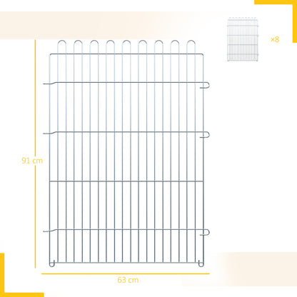 Pawhut Parque Para Perros De 8 Piezas 63x91 Cm Con 1 Puerta Plata_2