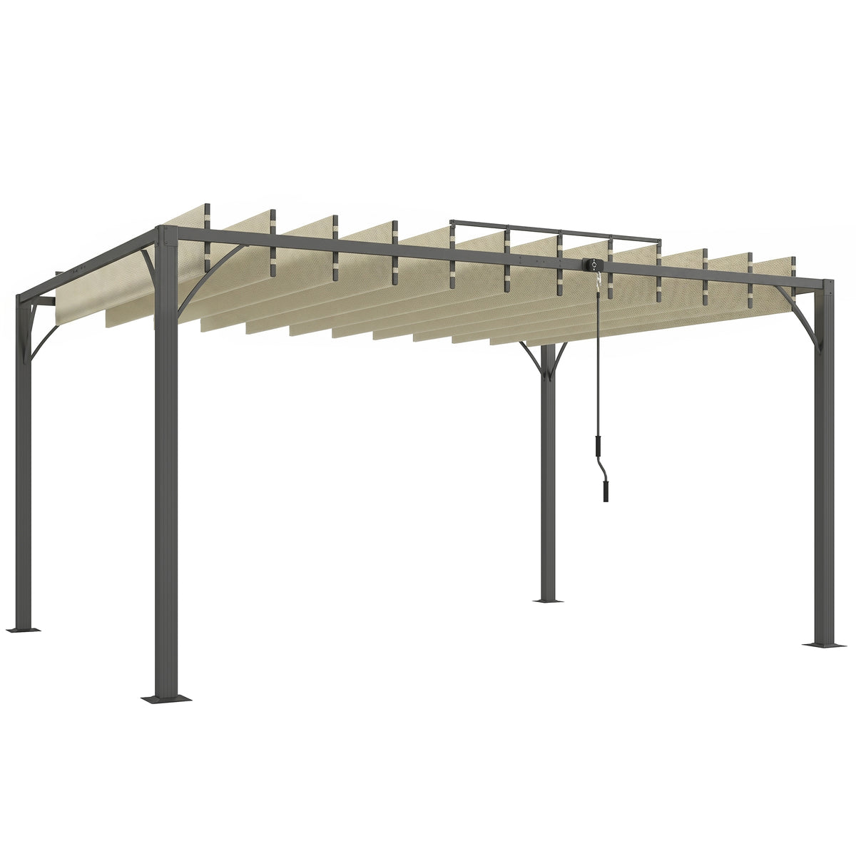 Outsunny Pérgola De Jardín 3x4 M Con Techo De Lamas Orientables Upf30+ Crema_0