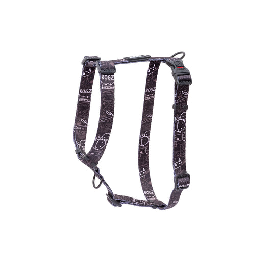 Arnés Para Perro, Modelo Fusion De Rogz, Estampado Graffiti Negro. Talla L (21-40kg)_0