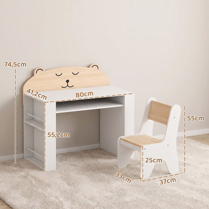 Conjunto Infantil De Mesa E Cadeira Aiyaplay Painel De Partículas, Mdf Branco_2