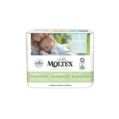 Pañales T1 (2-5kg) Moltex Pure &amp; Nature, 22 Uds