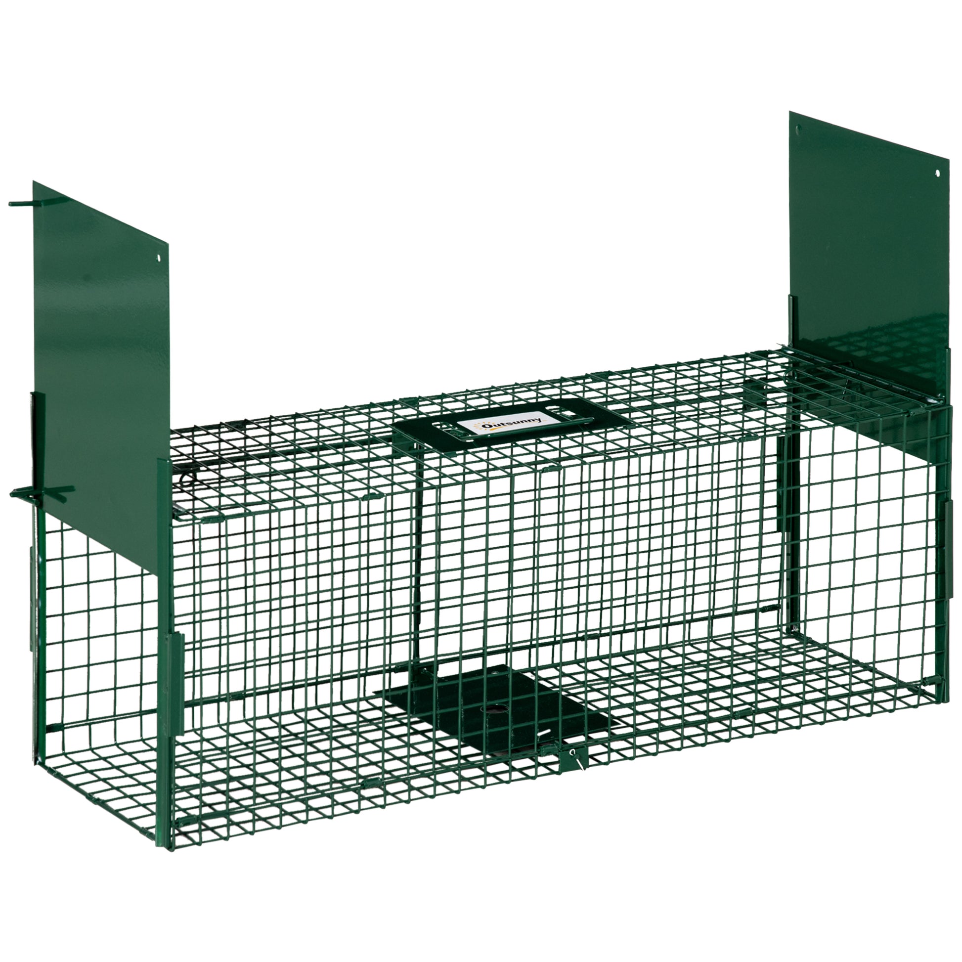 Outsunny Trampa Para Animales Vivos Con 2 Puertas Asa Para Conejos 80x25x30 Cm_0
