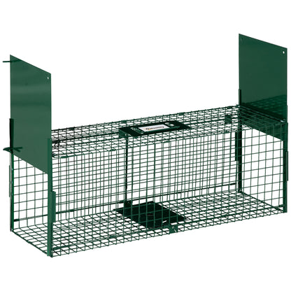 Outsunny Trampa Para Animales Vivos Con 2 Puertas Asa Para Conejos 80x25x30 Cm_0