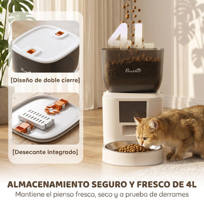 Pawhut Comedero Automático 4l Wifi 2.4g Control App Cuenco 1-10 Comidas Al Día_5