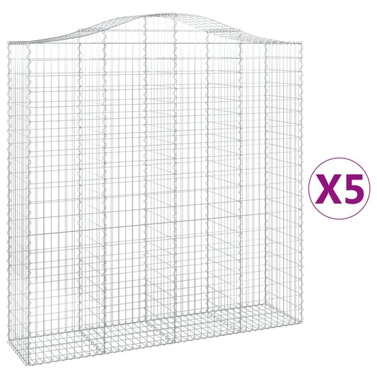 Cestas De Gaviones 5 Uds Forma De Arco Hierro 200x50x200/220 Cm_0