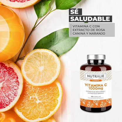 Nutralie Vitamina C 1000mg Rosa Canina + Vit C Antioxidante 180 cápsulas