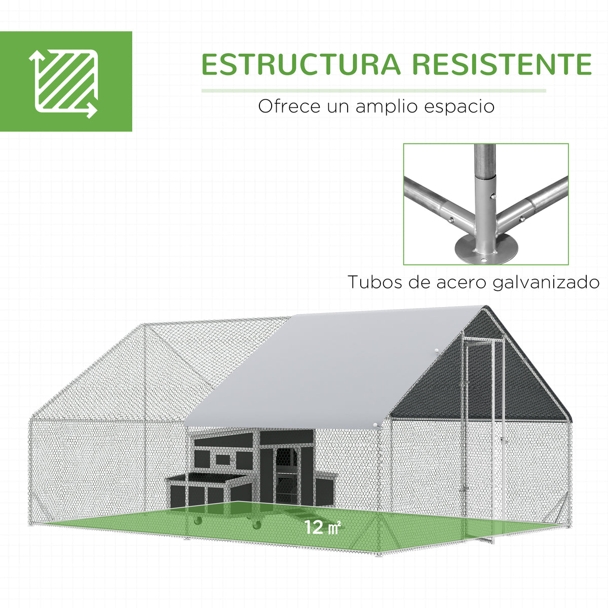 Pawhut Conjunto De 1 Gallinero De Madera Y 1 Gallinero Para Exterior Grande_3