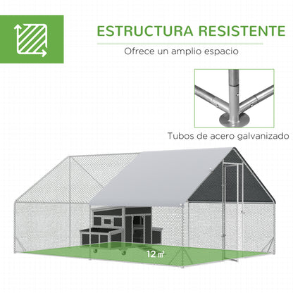 Pawhut Conjunto De 1 Gallinero De Madera Y 1 Gallinero Para Exterior Grande_3