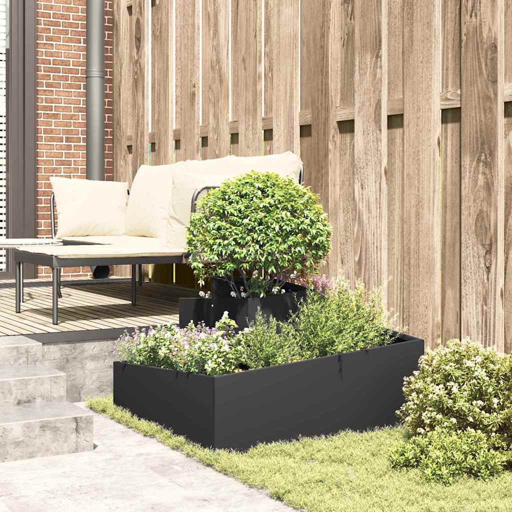 Macetero De Jardín Negro 80 X 80 X 50 Cm Acero Laminado En Frío_3