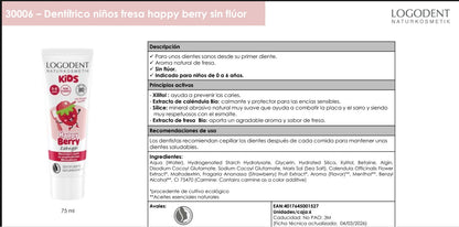 Gel Dentífrico Fresas Niños Logona 50 ml