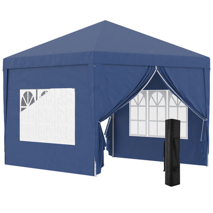 Outsunny Carpa Plegable Con 4 Paredes Desmontables 3x3 M Para Exterior Azul_0