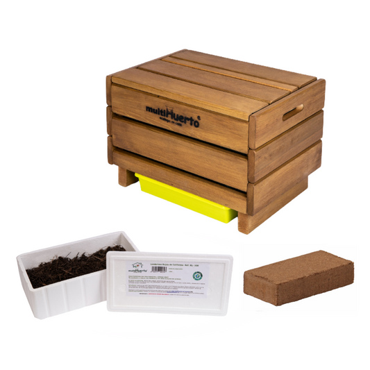 Pack Vermicompostador Frutero Sencillo + 1000 Lombrices + Fibra De Coco_0