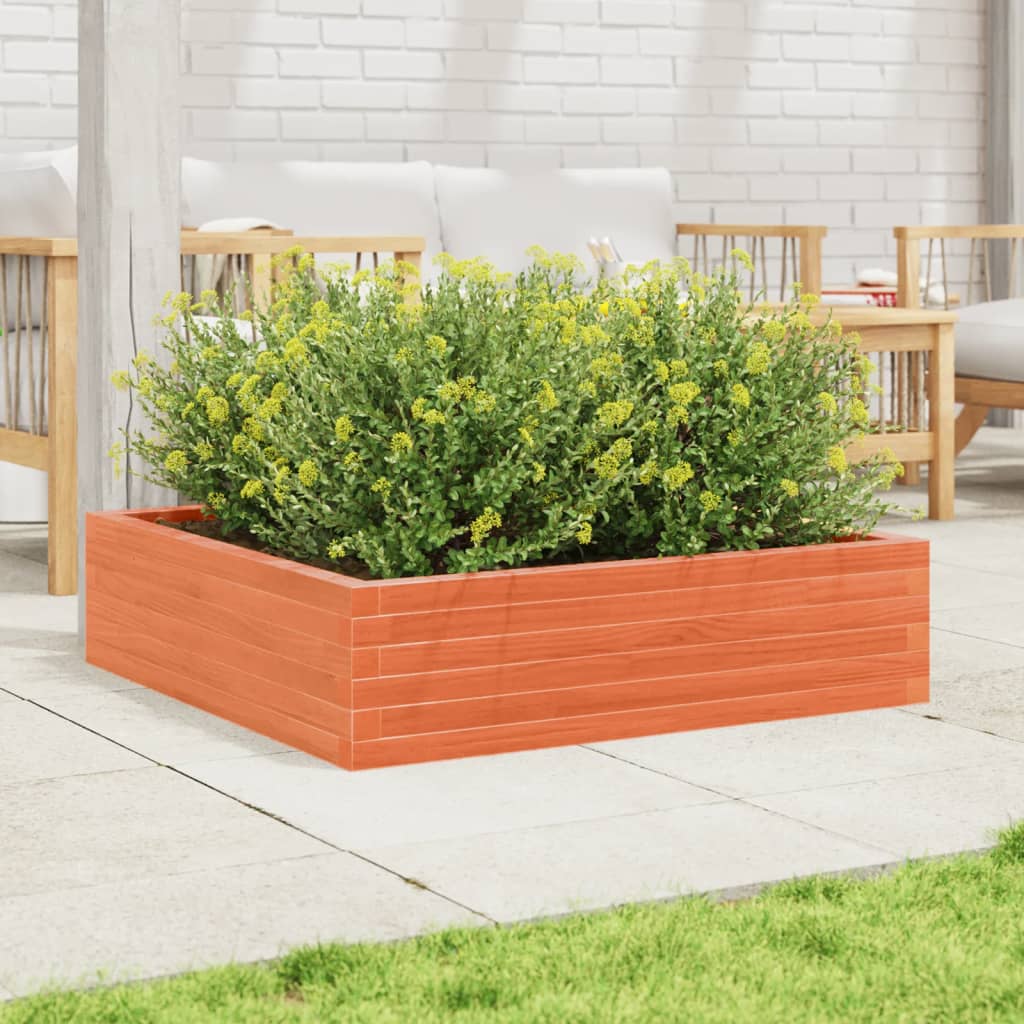 Jardinera De Madera Maciza Pino Marrón Cera 90x90x23 Cm_2