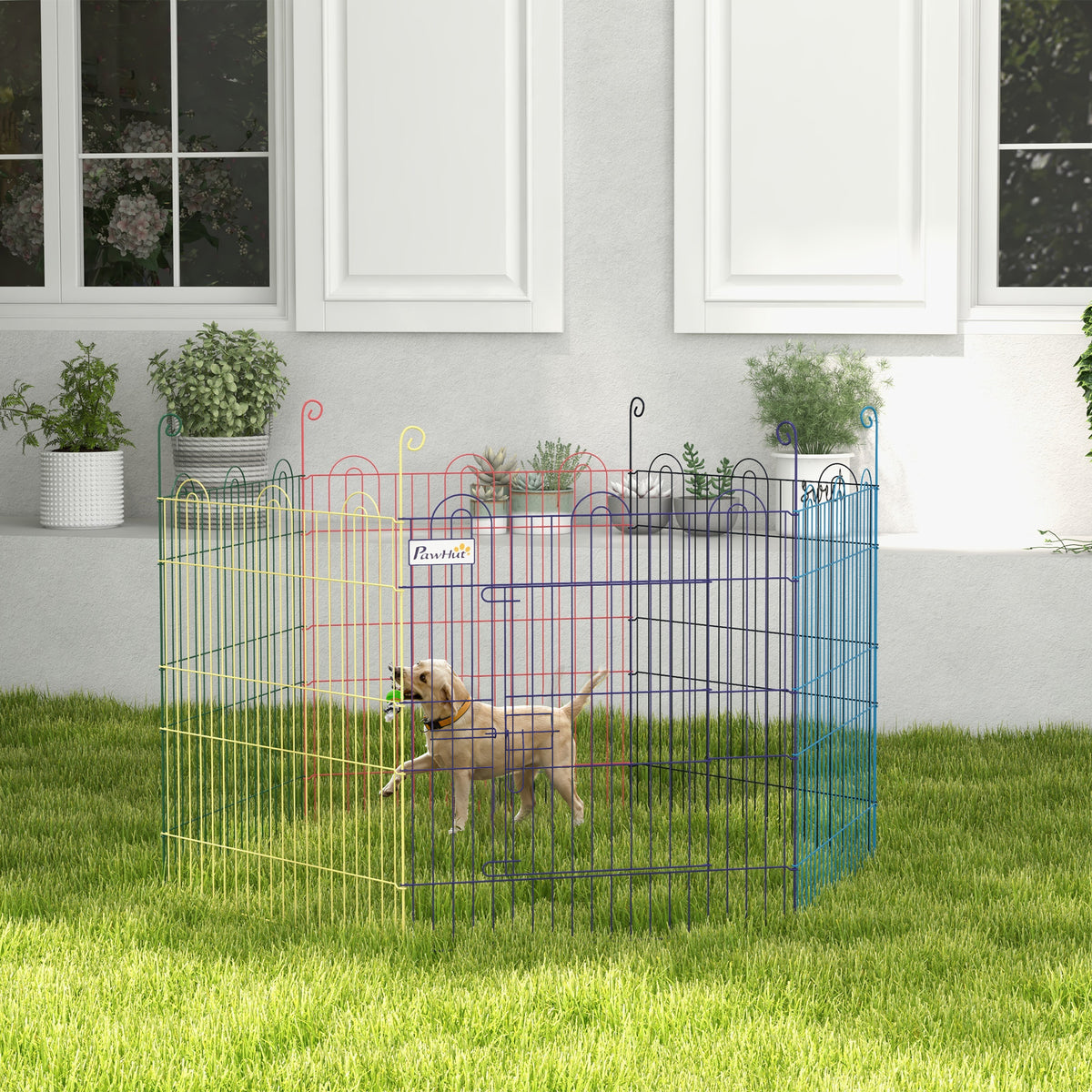 Pawhut Parque Plegable Para Mascotas De 6 Paneles De Alambre Para Jardín Ø120x60_1