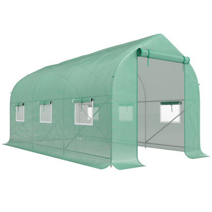 Homcom Invernadero De Túnel Jardín 4x2x2 M Con 6 Ventanas Y Puerta Verde_0
